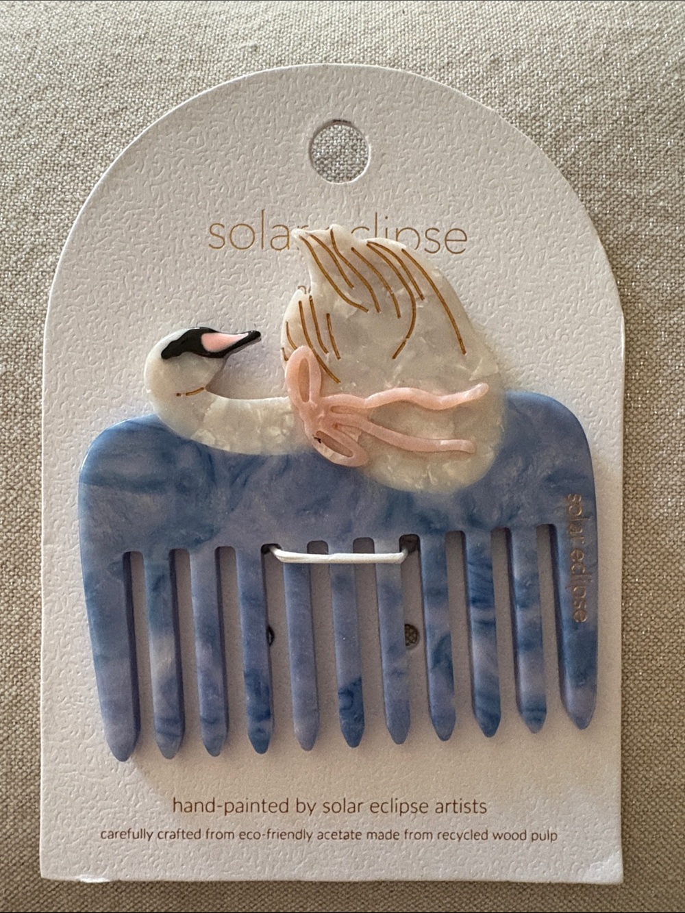 Anthropologie Solar Eclipse Handpainted Pocket Comb Swan